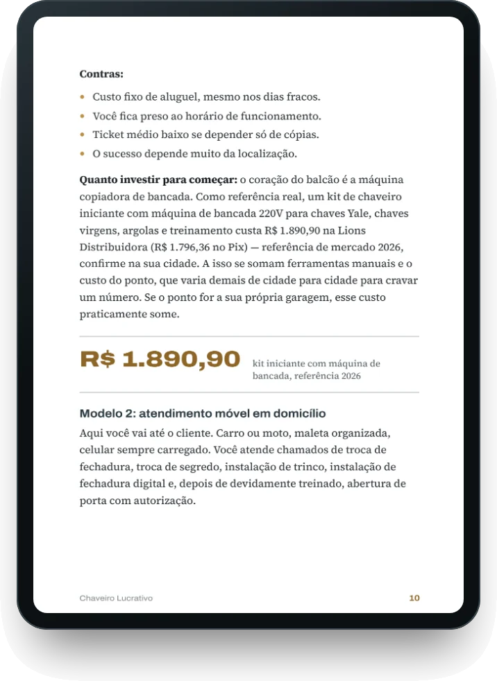 Página sobre os modelos de atuação e quanto investir